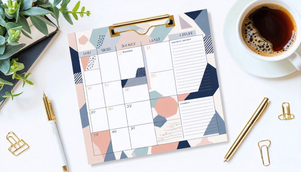 planifiez votre semaine avec style grâce à notre semainier géométrique à imprimer, alliant élégance et fonctionnalité pour une organisation parfaite.